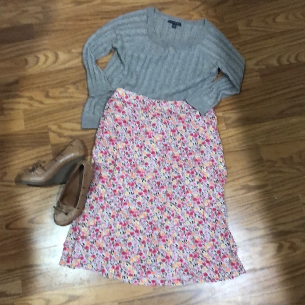 Christopher and Banks Floral Linen Skirt
